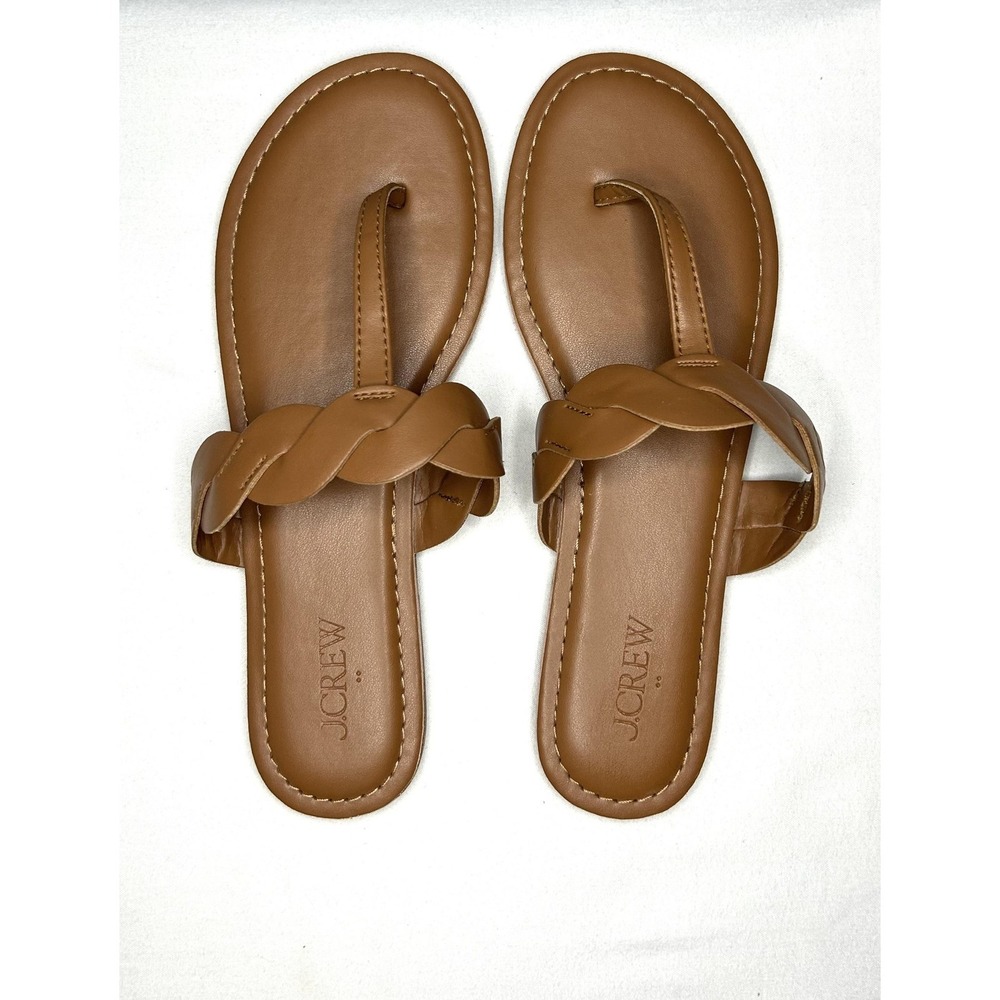 J Crew Sandals Womens 8 / 39 Cedar Wood Brown Braided Thong Flip Flops Flat Cute - Picture 4 of 12